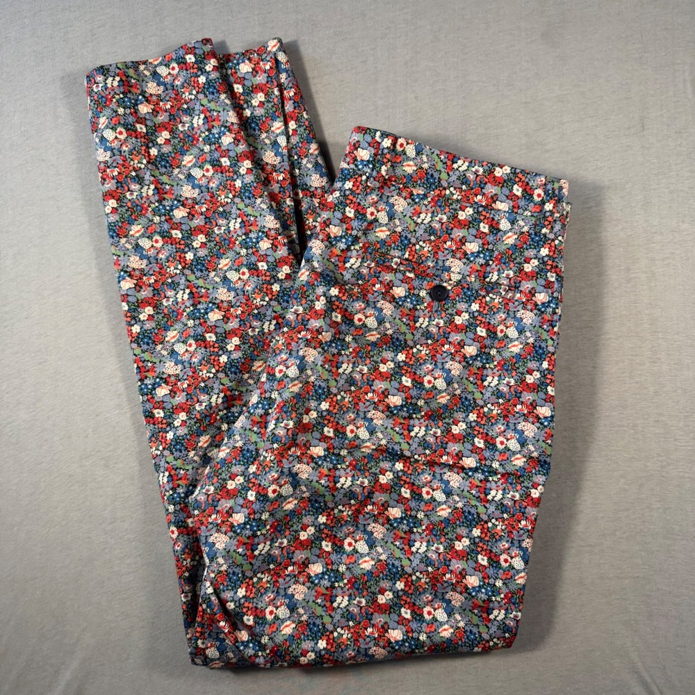 Bar III Slim Fit Floral Chino Pants Mens 33x30 Red blue Cotton Stretch